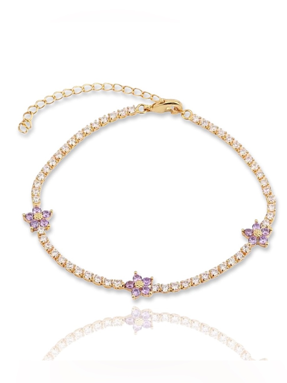 New Anthropologie CZ Diamond Color Flower Tennis Bracelet